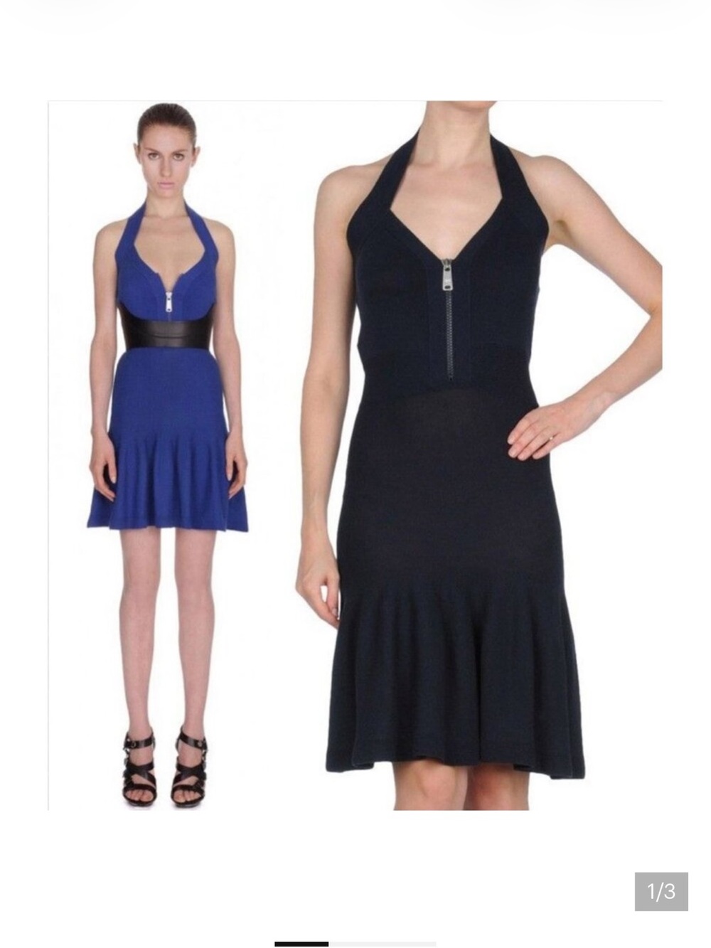 Alexander McQueen Royal Blue Halter Zip Dress